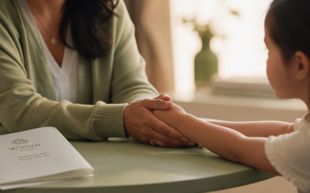 Parent organizing family paperwork